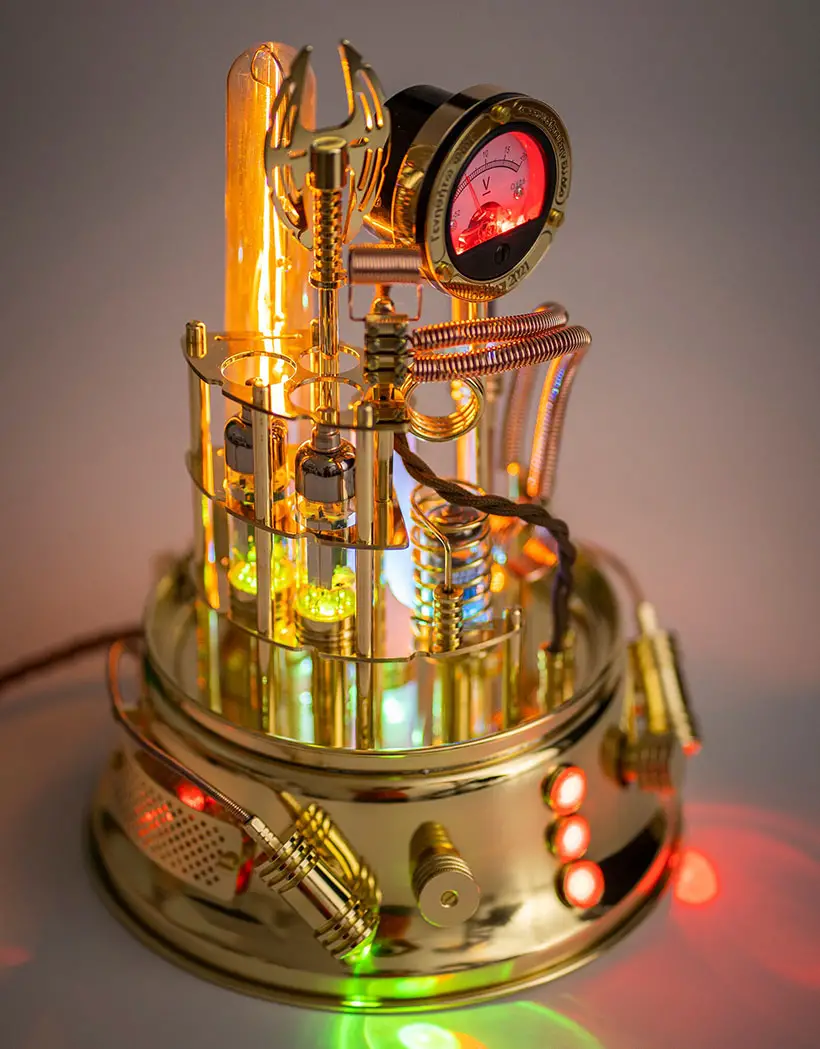 Steampunk Lamp Erebus Art Sculpture Comes With Working Voltmeter