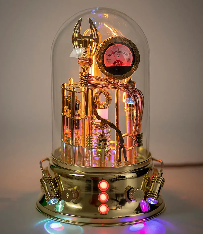 Steampunk Lamp Erebus Art Sculpture Comes With Working Voltmeter