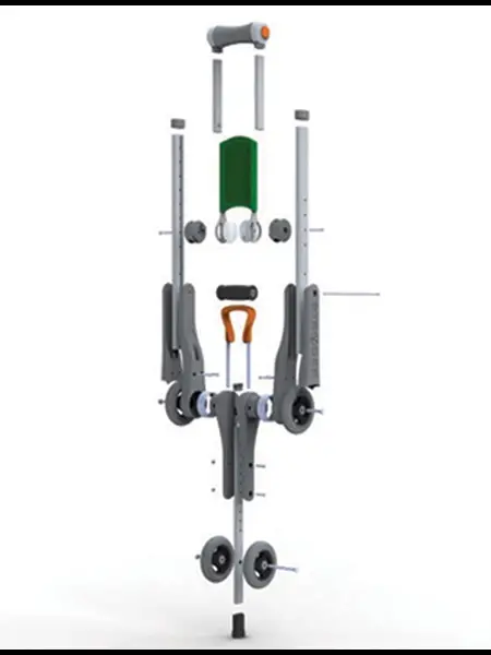 stryder hybrid crutch can perform as a knee scooter