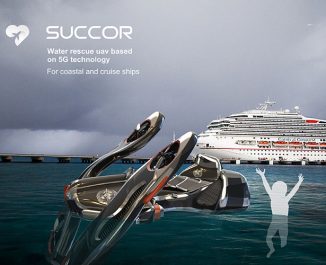 Succor Water Rescue Concept Drone with 5G Technology for Coastal and Cruise Ships