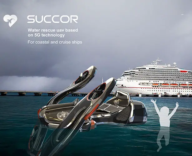 Succor Water Rescue Concept Drone with 5G Technology