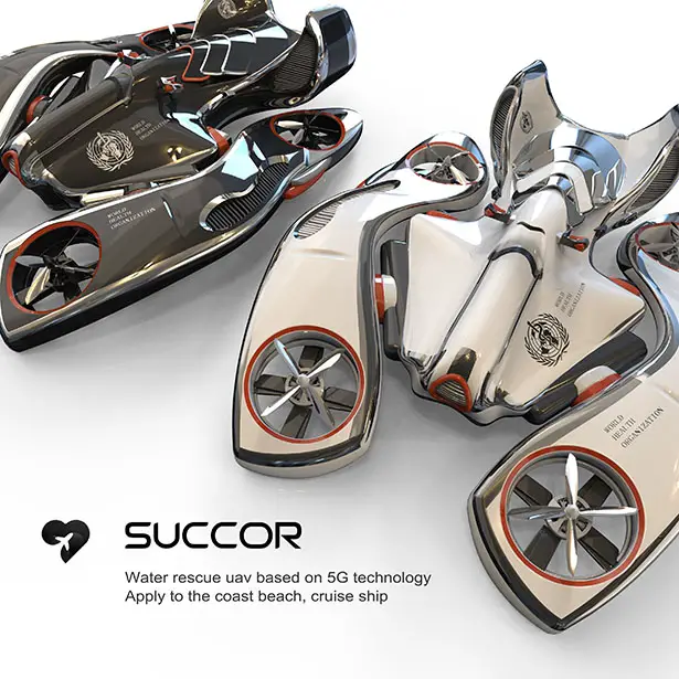 Succor Water Rescue Concept Drone with 5G Technology