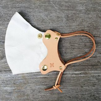 Modern Summerweight Linen Face Mask with Leather Strap System