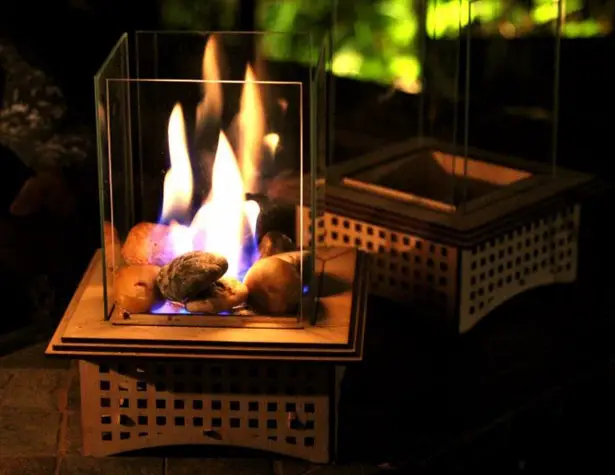 Roasting S'mores with Mini Tabletop Glass Fireplace