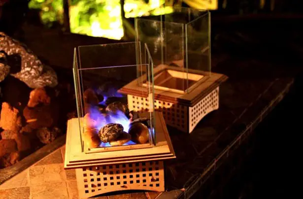 Roasting S'mores with Mini Tabletop Glass Fireplace