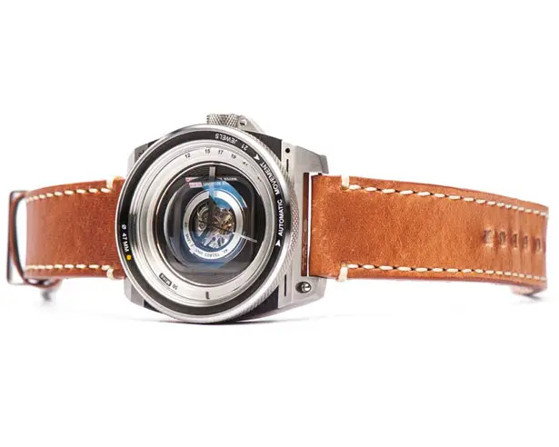 Camera Lens Inspired TACS Automatic Vintage Lens II Watch for Photography Lovers