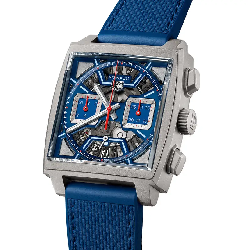 TAG Heuer Monaco Skeleton Chronograph Features Titanium Case and Folding Clasp Double-Security Buckle