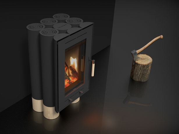 Tek Lumber Wood Stove Was Inspired by Wood Logs and Nature