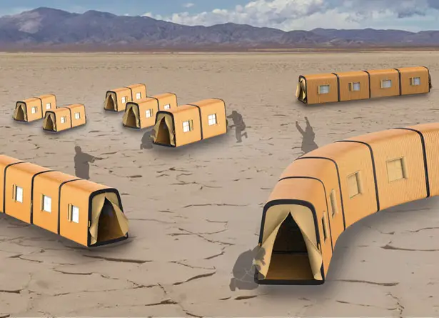 Telescopic Tent : Modular Emergency Tent Made of Elastic Waterproof Nylon material