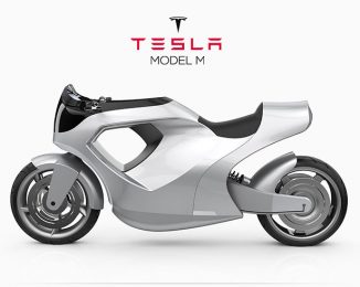 Tesla Model M Motorcycle Concept Uses Top Panel as Its Display Touchscreen