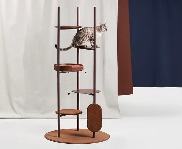 Three Poles Cat Tower by Jiyoun Kim Studio Tuvie Design