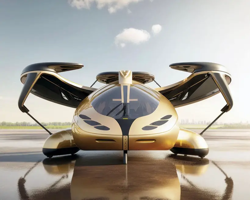 Futuristic Timber VTOL Bus Concept by Vincent Callebaut