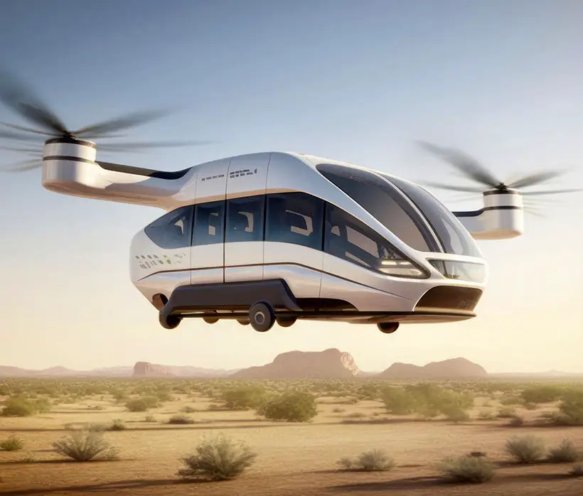 Futuristic Timber VTOL Bus Concept by Vincent Callebaut