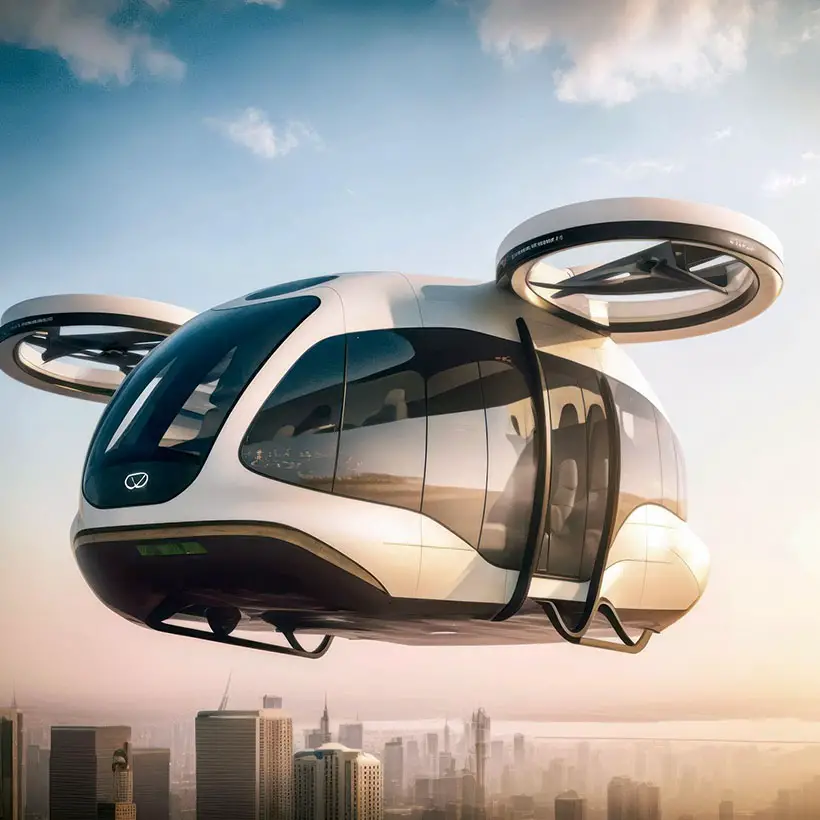 Futuristic Timber VTOL Bus Concept by Vincent Callebaut