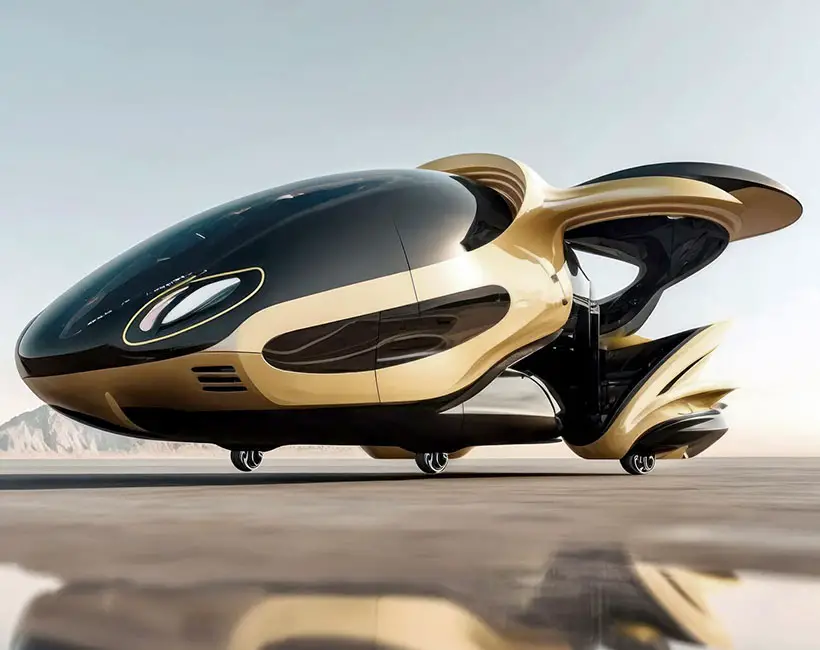 Futuristic Timber VTOL Bus Concept by Vincent Callebaut