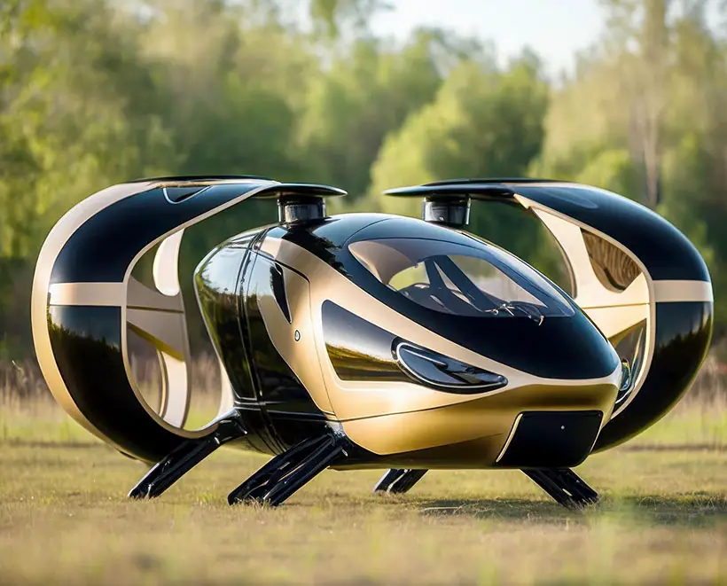 Futuristic Timber VTOL Bus Concept by Vincent Callebaut