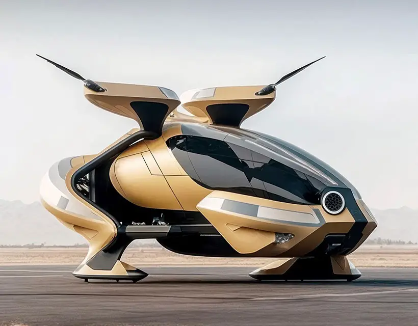 Futuristic Timber VTOL Bus Concept by Vincent Callebaut