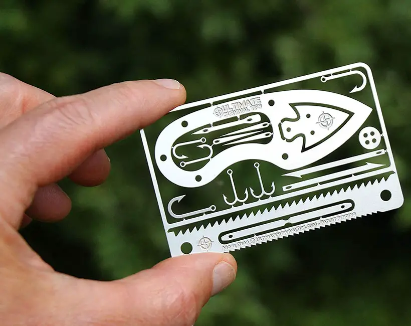 Tiny Survival Card: 17-Tool Survival Kit with Knife That Fits in Your Wallet