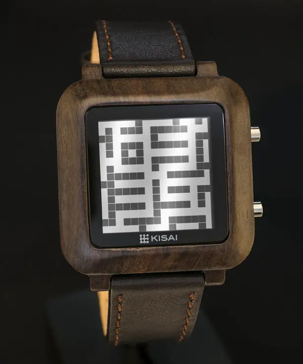 Tokyoflash Kisai Maze Wood LCD Watch