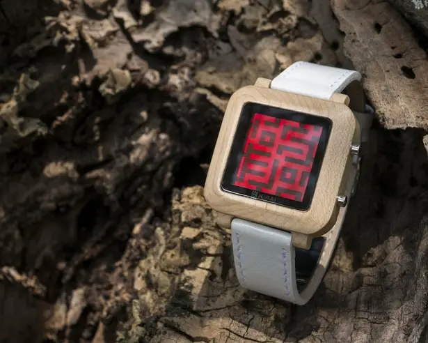 Tokyoflash Kisai Maze Wood LCD Watch