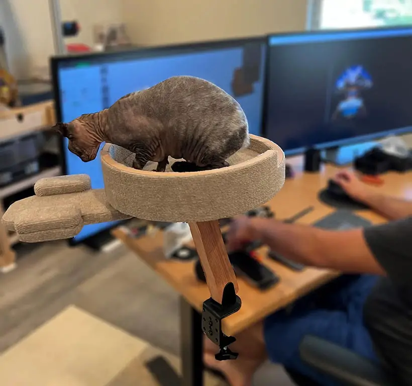 Trek Style Elevated Cat Bed Allows Your Feline Friend To Supervise Your Work