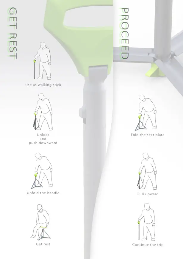 Tri Cane - Cane Transforms to Stool by Jordan Lau