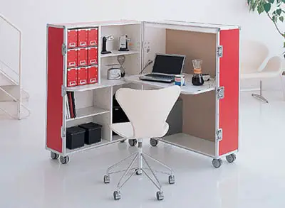 portable office in a box, trunk station ad