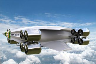 Futuristic TU523 Hybrid Electric VTOL Aircraft Concept for Goods Transportation