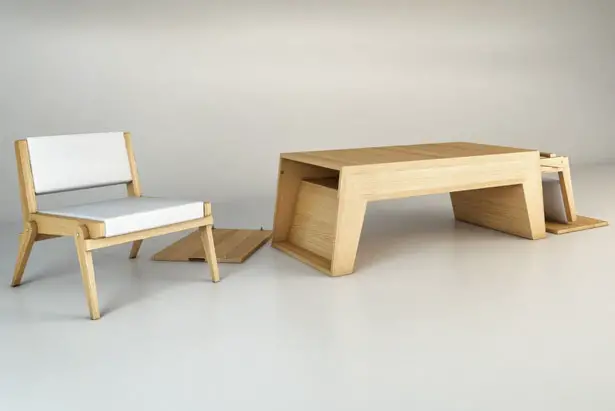 Twins Coffee Table/Lounge Chairs by Claudio Sibille