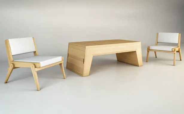 Twins Coffee Table/Lounge Chairs by Claudio Sibille