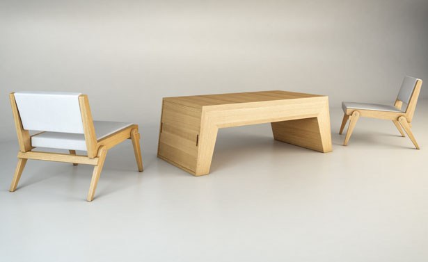 Twins Coffee Table/Lounge Chairs by Claudio Sibille