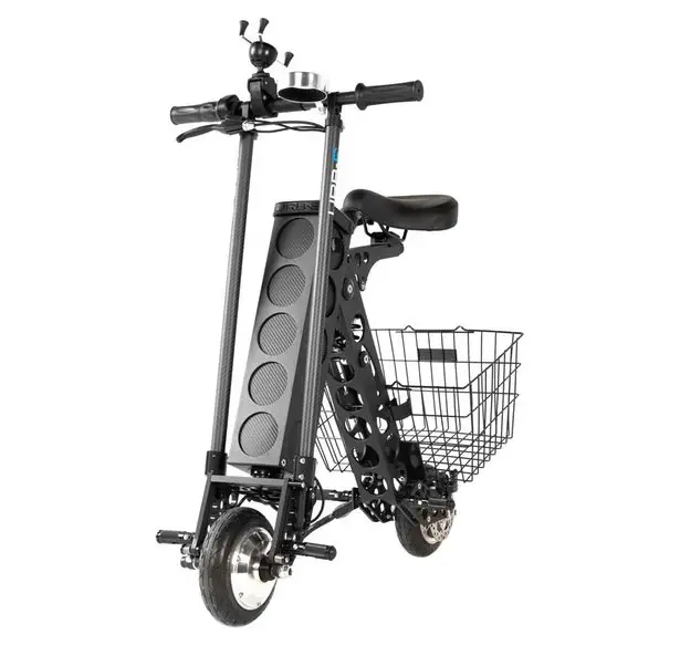 URB-E Black Label City Edition Foldable Electric Scooter with Rear Basket