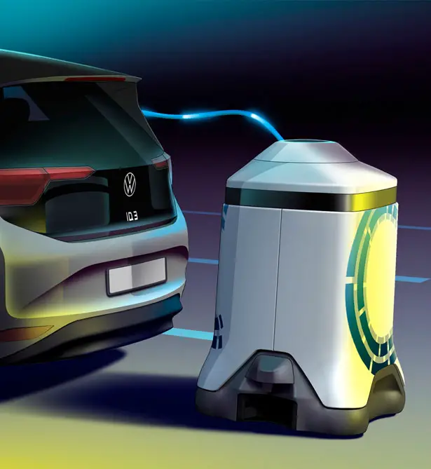 Futuristic Volkswagen Mobile Charging Robots