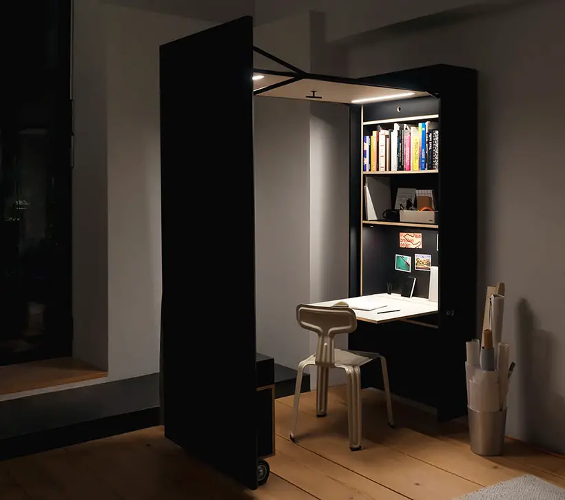 DER VORSTAND Wall Mounted Cabinet Turns to Workspace