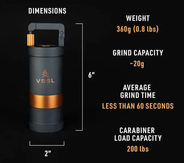 VSSL Java - Portable Coffee Grinder with Aircraft-Grade Aluminum Body