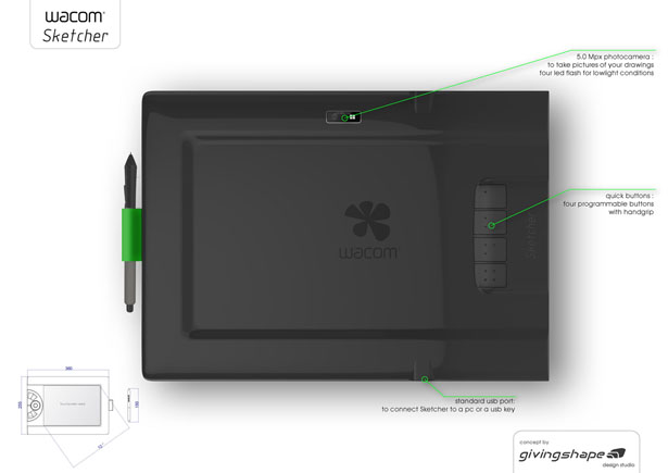 Wacom Sketcher Digital Sketchpad Concept by Massimo Battaglia