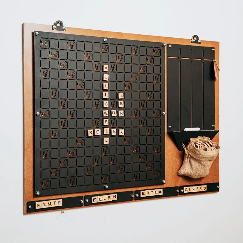 Wall Mounted Scrabble Game Board Doubles As a Cool Metal Wall Art