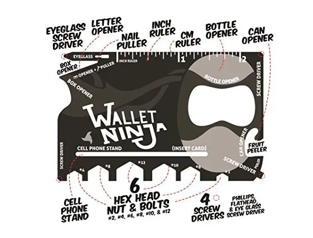 Wallet Ninja 18 in 1 Multi-Purpose Credit Card Size Pocket Tool