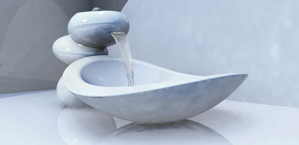 Water Stone Faucet and Sink System by Omer Sagiv