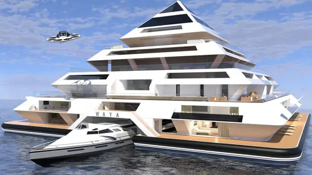 WAYA : A Modular Floating Building for Future Offshore Living Experience by Lazzarini Design