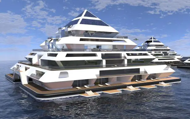 WAYA : A Modular Floating Building for Future Offshore Living Experience by Lazzarini Design