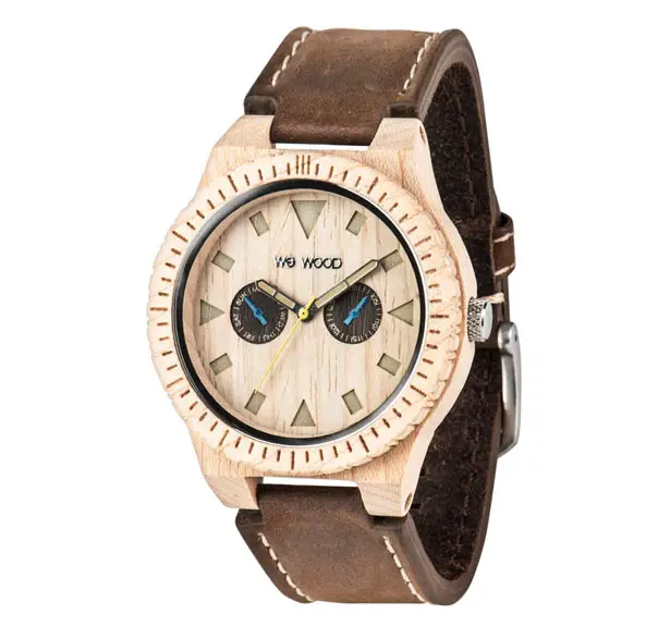 Leo Leather Beige Wooden Watch from WeWood