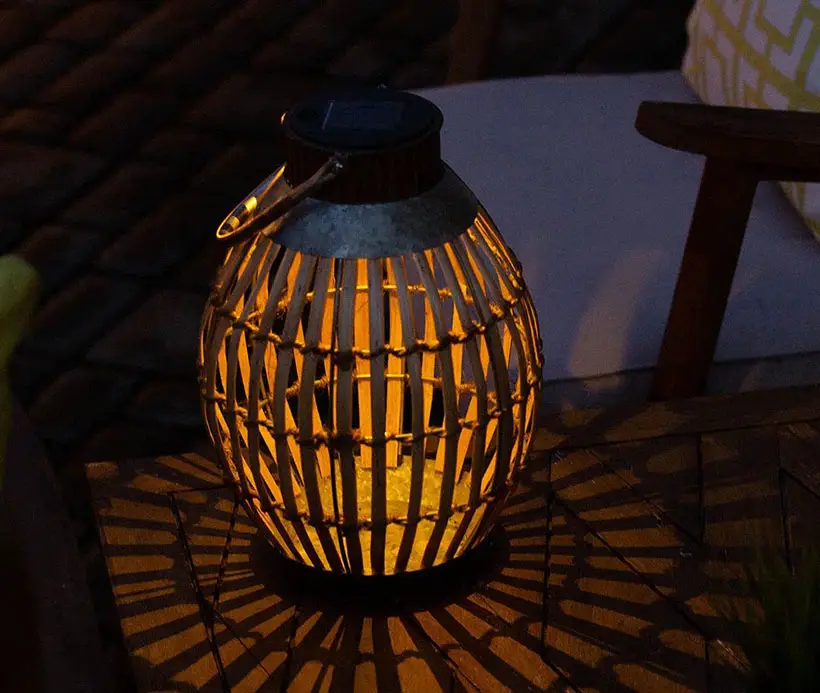 Wicker Solar Powered LED Outdoor Lantern