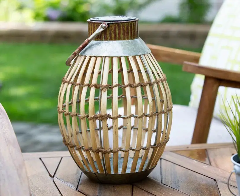 Wicker Solar Powered LED Outdoor Lantern