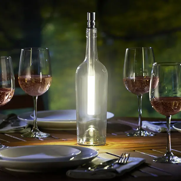 The Wine Bottle Light Transforms Any Empty Wine Glass Bottle into a