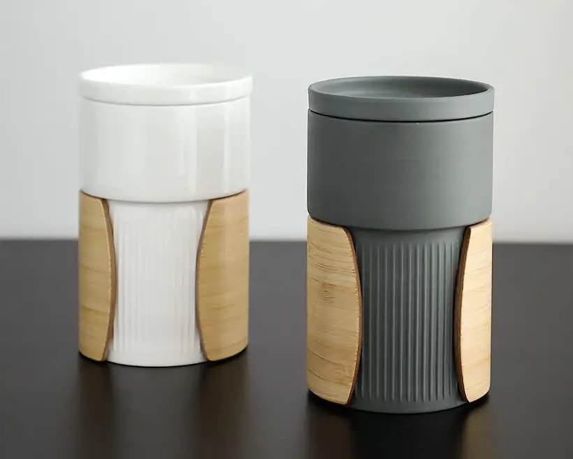 Wonder Nest Ceramic Coffee Mug Features Insulated Bamboo Handle