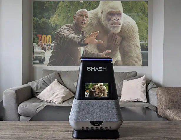 WooBloo SMASH Smart Portable Speaker with Built-In Projector