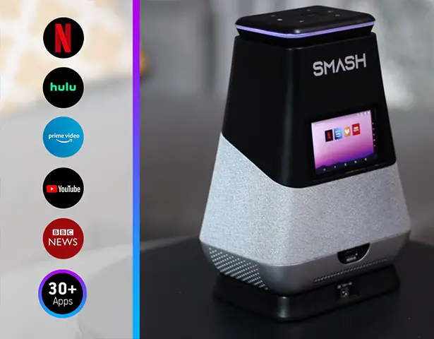 WooBloo SMASH Smart Portable Speaker with Built-In Projector