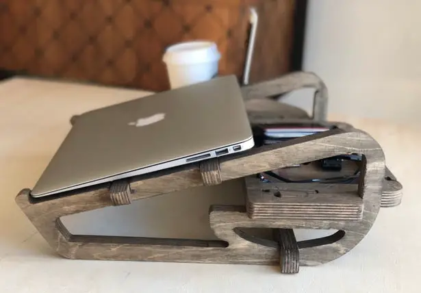 Wooden Laptop Stand with Organizer