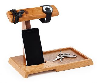 Wooden Phone Valet and Natural Amplifying Speaker by Matt Thomas